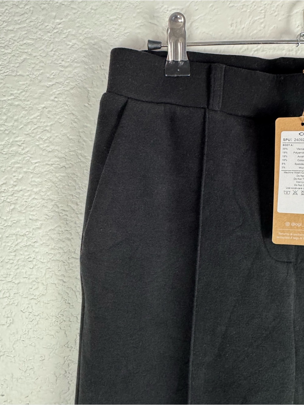 OGL FuzzLuxe Black High Waisted Straight Leg Pull on Pant - Picture 3 of 15